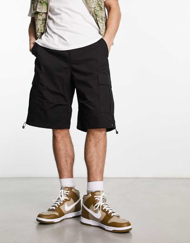 Bershka parachute pocket shorts in black