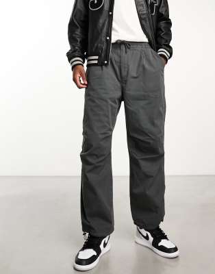  Bershka parachute trouser in dark grey excluisve to ASOS