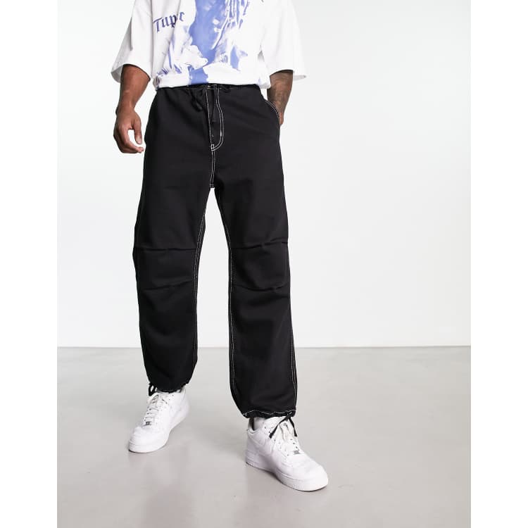 Bershka Cropped Trousers in Black for Men