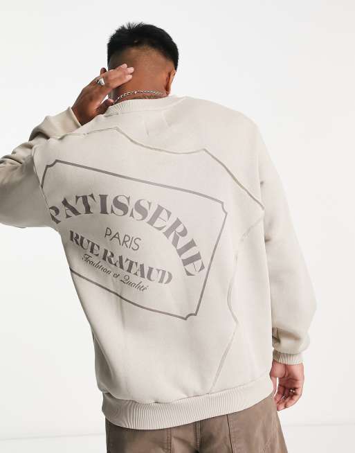 Bershka - Paris - Sweatshirt med tryk i beige