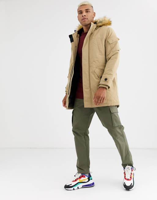 Parka beige hombre sale