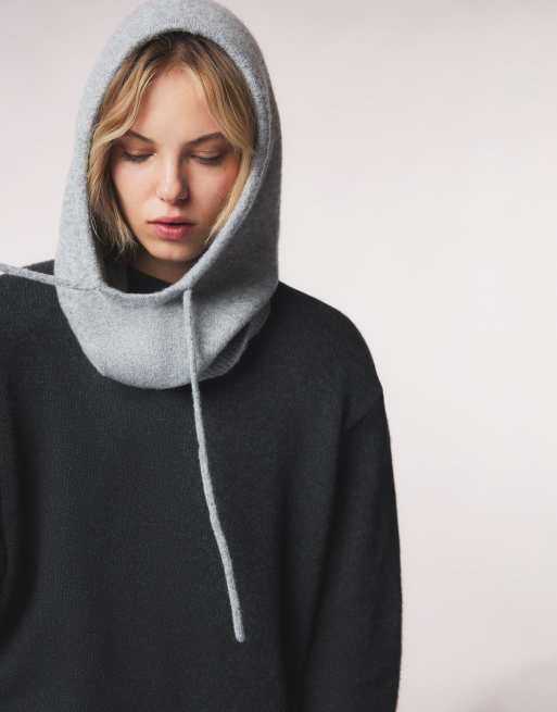 Bershka - Passamontagna in maglia grigio