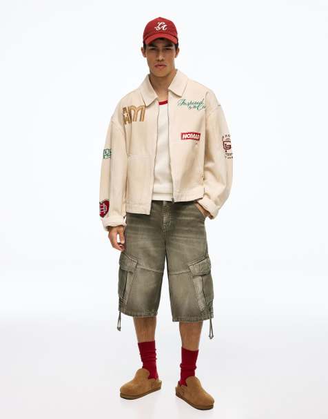Bershka Patched jacket in ecru - view 1