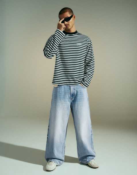 Bershka Patchwork barrel jeans in light bue - view 1