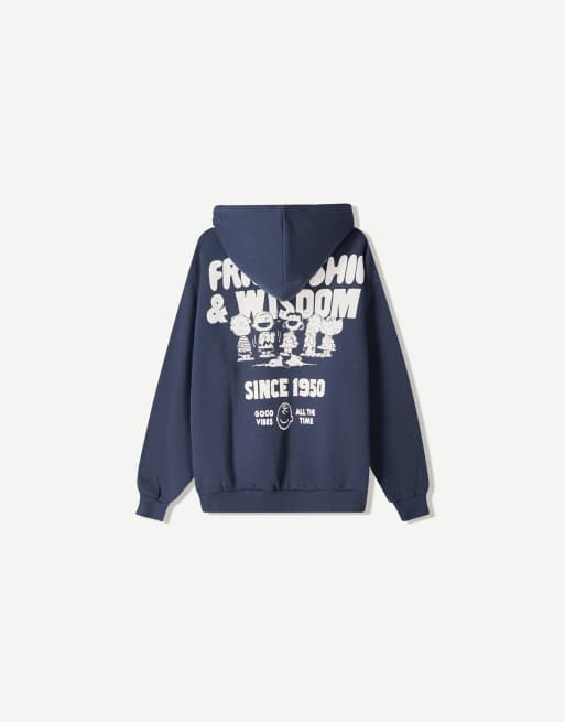 Bershka Peanuts hoodie in blue ASOS