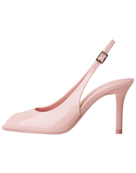 Bershka – Peeptoe-Sandalen in Rosa mit hohem Absatz - view 1