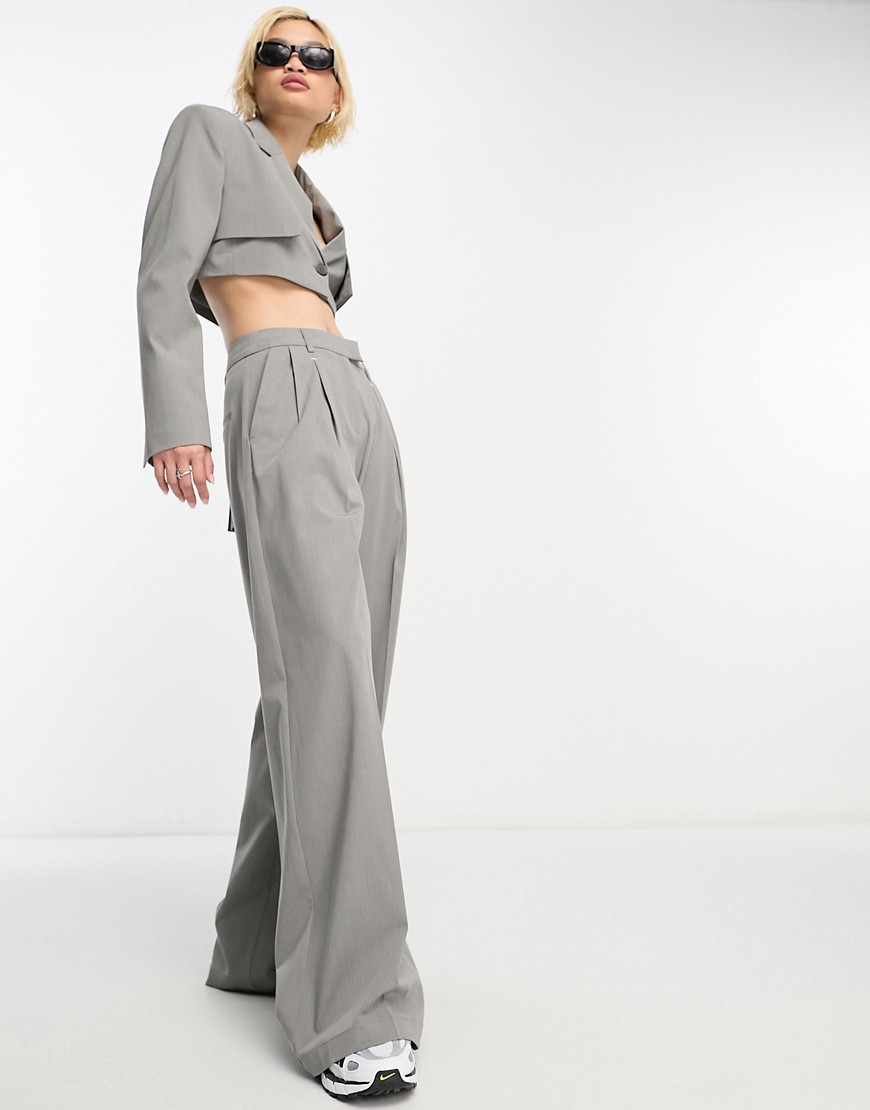 Bershka peg tailored trousers co-ord in cool grey