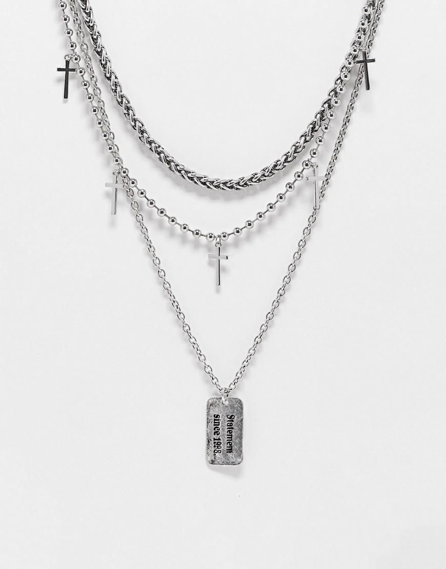 Bershka pendant cross necklace in silver