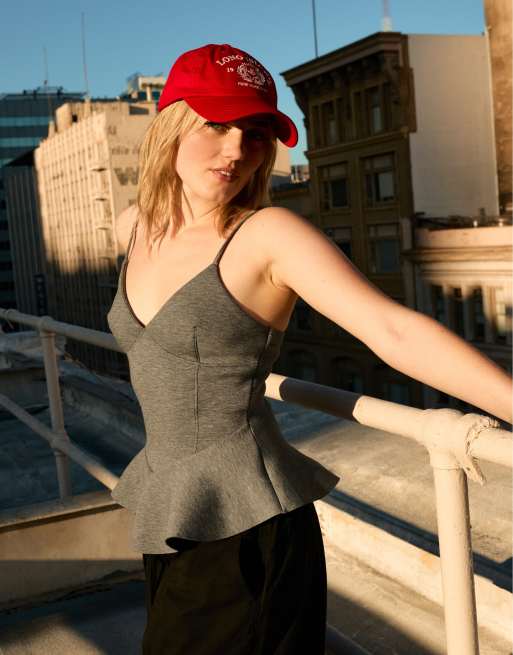 Bershka peplum-top i grå, 2 af 6