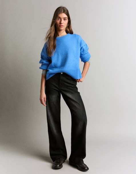 Bershka Petite baggy jeans in black - view 1