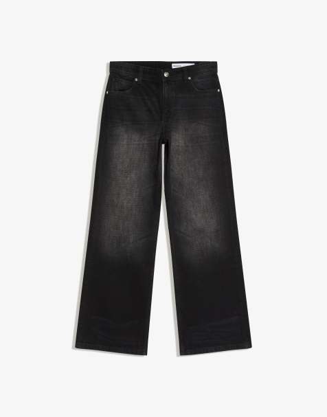Bershka Petite baggy jeans in black