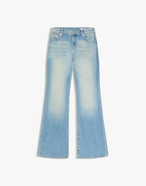 Bershka Petite – Blå bootcut-jeans med låg midja - view 1