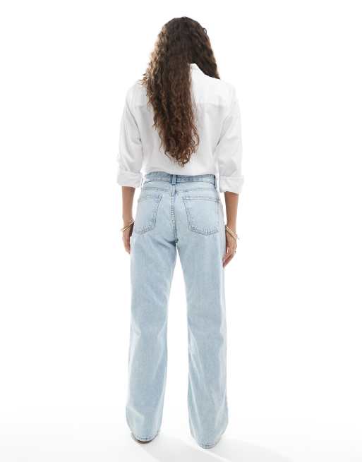 Bershka Petite – Blå, ljustvättade jeans med raka ben, 2 av 5