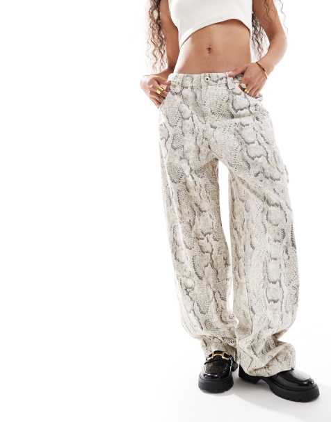 Bershka Petite carpenter trousers in snakeskin print - view 1