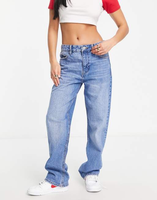 Bershka Petite dad jeans in medium stone, 4 of 4