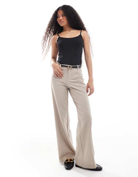 Bershka - Petite - Elegante broek in gemêleerd beige - view 1