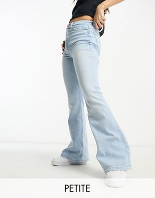 Bershka Petite flared jeans in light blue
