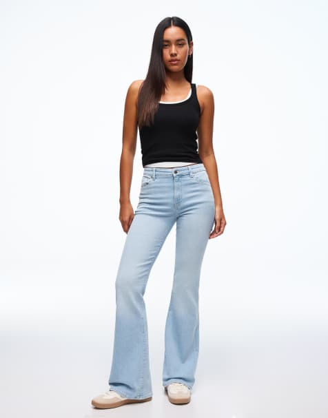 Bershka Petite flared jeans in light bue - view 1