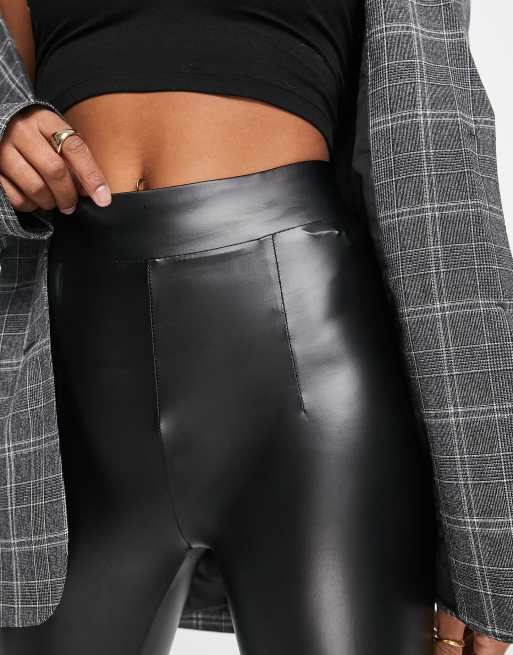 ASYOU faux leather zip hem leggings in black