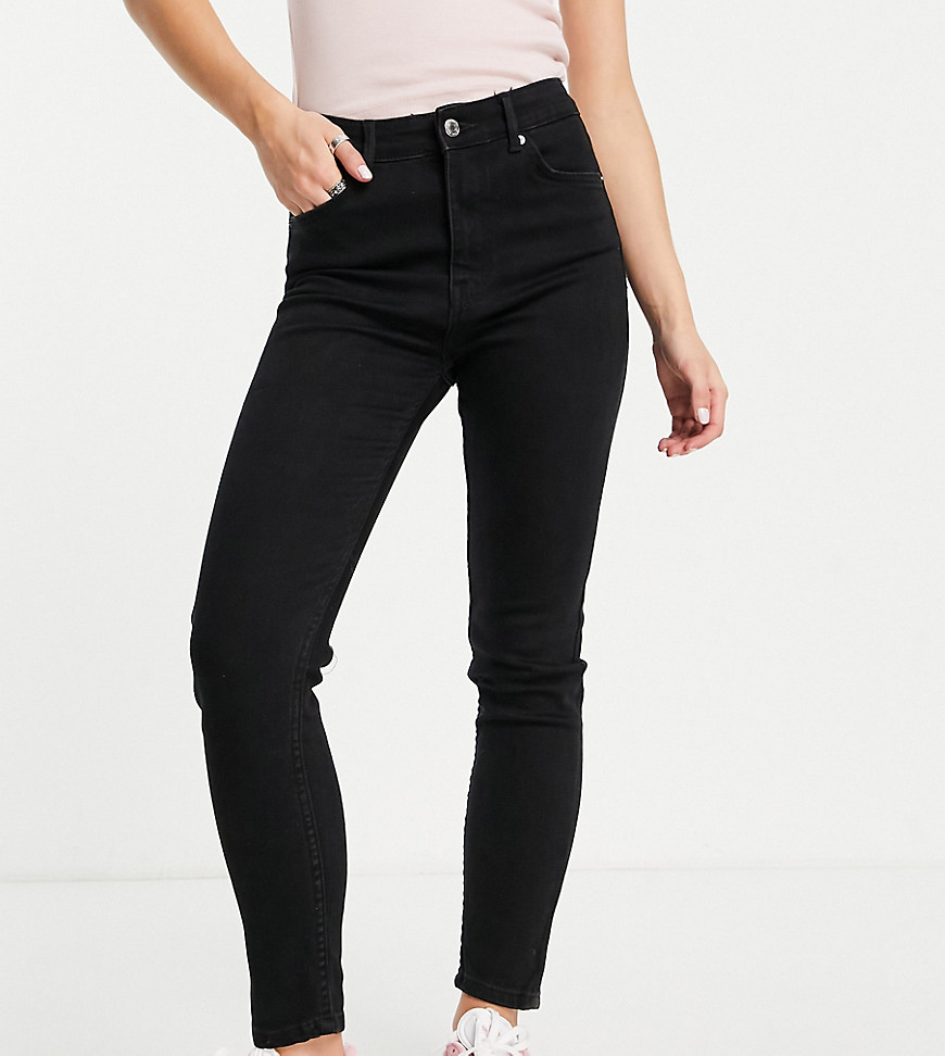 Bershka Petite high waist skinny jean in black