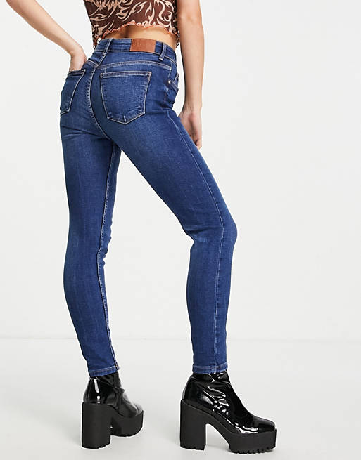  Bershka Petite high waist skinny jean in dark blue 
