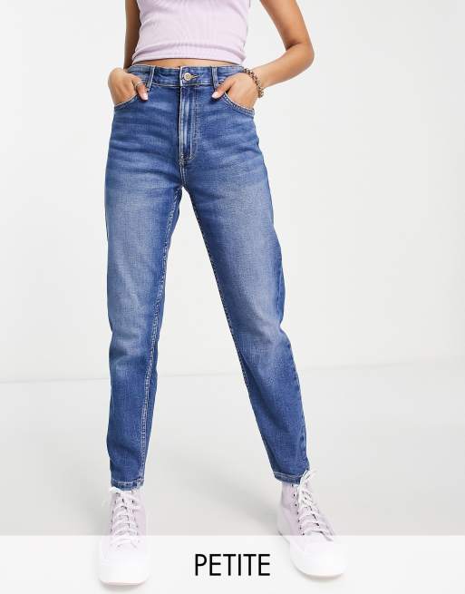 Bershka Petite high waist skinny jeans in medium blue
