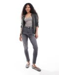 [Bershka] Bershka Petite high waist skinny jeans in washed dark grey 14 BLACK