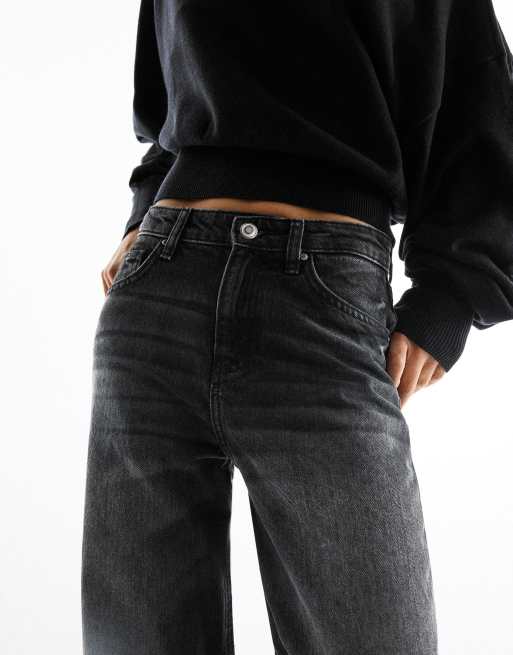 Bershka Petite High-Waist Wide-Leg Jeans in Schwarz, 2 von 5