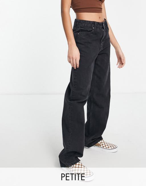 Bershka Petite high waisted dad jean in black | ASOS