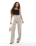 [Bershka] Bershka Petite high waisted tailored pants in beige-Neutral 14 BEIGE