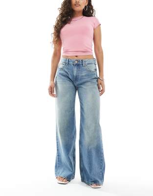 Bershka Petite High Waisted Wide Leg Jeans