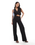 [Bershka] Bershka Petite high waisted wide leg tailored pants in black 14 BLACK
