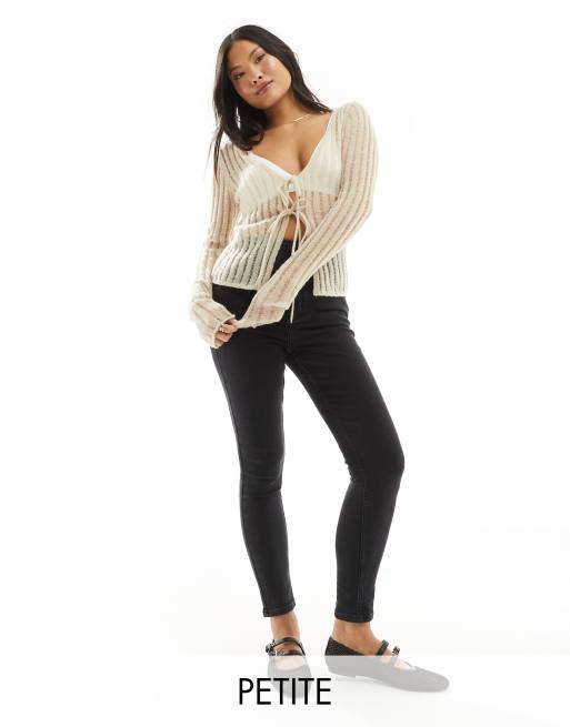 Bershka Petite - Højtaljede skinny-jeans i sort