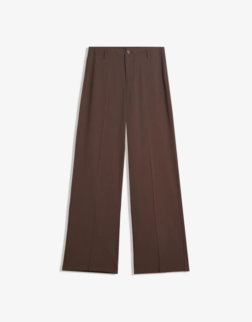 Bershka Petite – Hose in Braun mit weitem Bein, 3 von 4