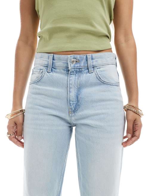 Bershka Petite - Jean ample style années 90 à taille haute - Bleu clair délavé, 4 de 5