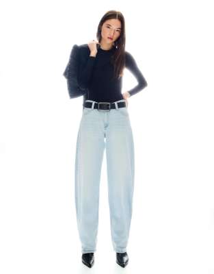 Petite - Jean baggy bouffant à taille basse - Bleu 32