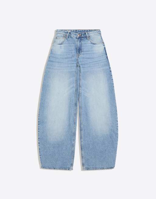 Bershka Petite jean barrel taille haute bleu moyen, 5 de 5