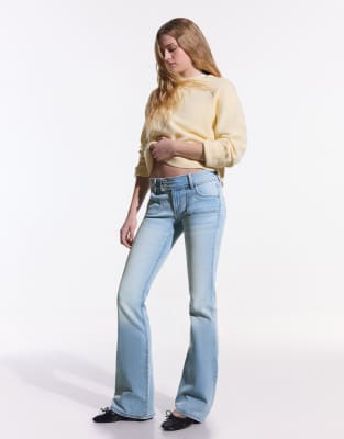 Petite - Jean bootcut à taille basse - Bleu clair 42