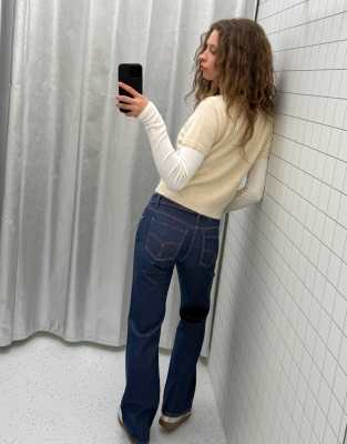 Petite - Jean bootcut à taille basse - Bleu-Bleu marine 32