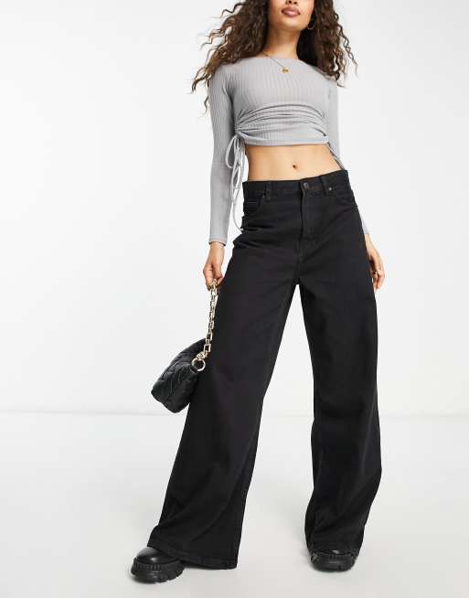 Bershka Petite Jean dad ample Noir ASOS