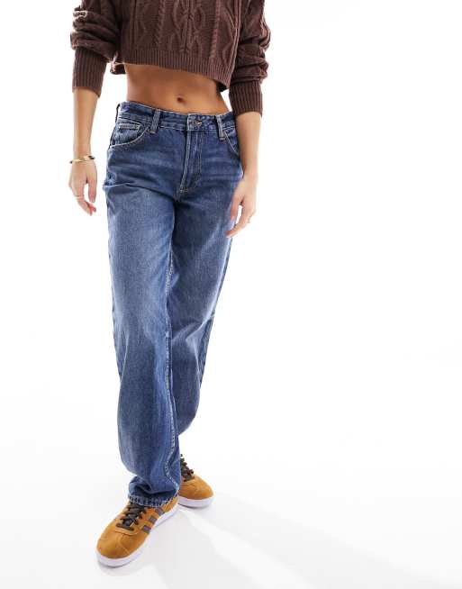 Bershka Petite - Jean droit - Indigo délavé, 2 de 5