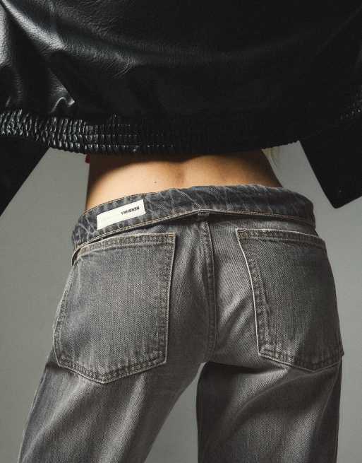 Bershka Petite jean droit taille mi-haute noir, 2 de 5