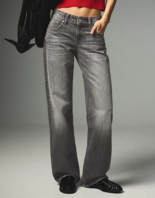 Bershka Petite jean droit taille mi-haute noir, 4 de 5