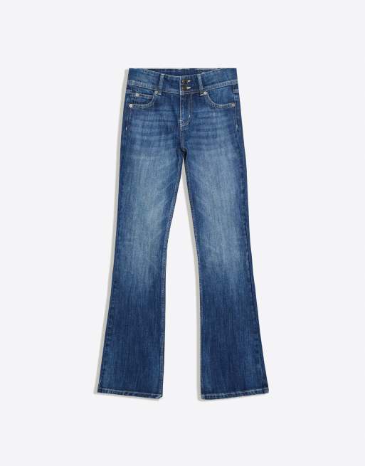 Bershka Petite - Jeans bootcut blu denim, 5 di 5