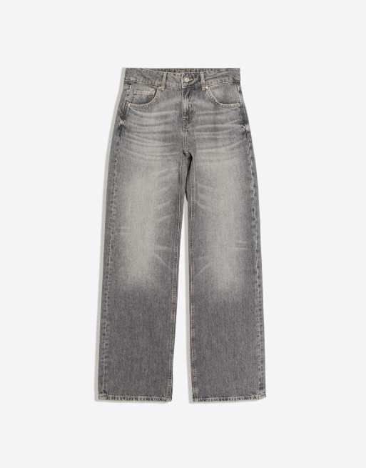 Bershka Petite jeans dritti a vita media neri, 5 di 5