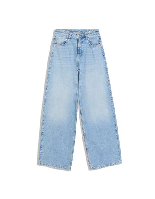 Bershka Petite jeans med hög midja och vida ben i mellanblått, 5 av 5