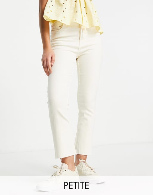 Bershka Petite - Jeans met rechte pijpen in ecru