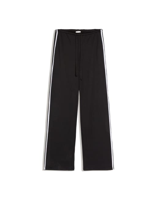 Bershka Petite jogging à bandes contrastantes sur les côtés en noir, 6 de 6