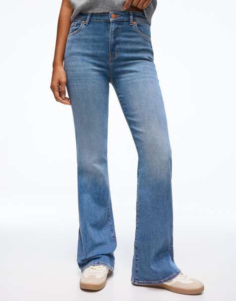 Bershka Petite - Mellemblå jeans med svaj - view 1