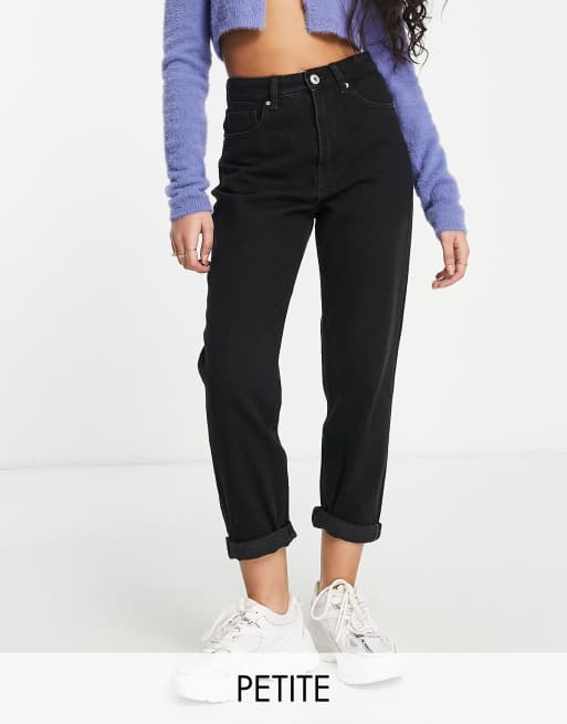 Bershka petite mom jeans in black | ASOS